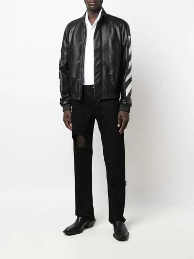 Off-White Diag-stripe leather jacket outlook