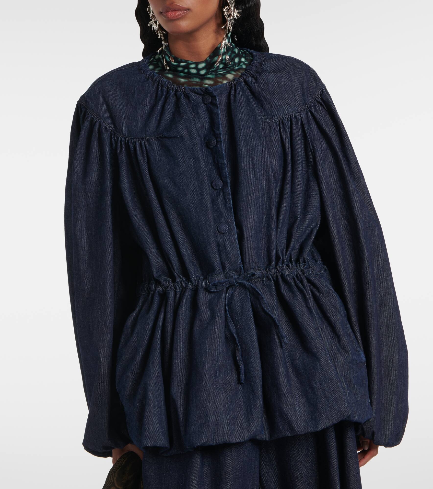 Gathered denim blouse - 6
