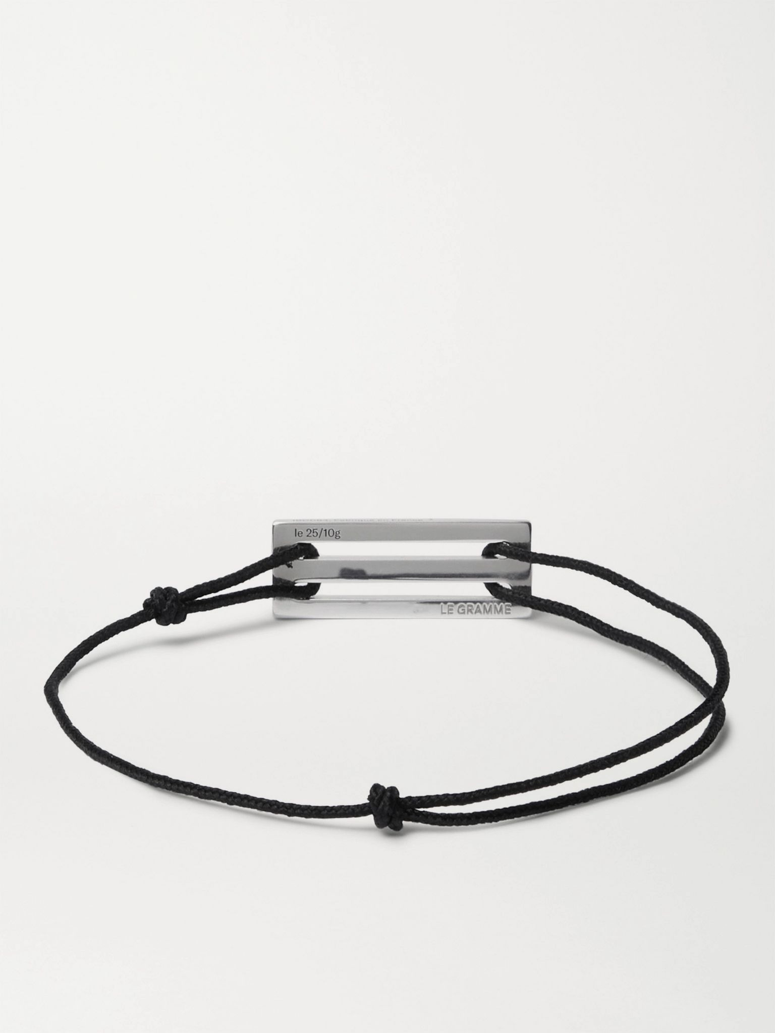 Le 25/10 Cord and Sterling Silver Bracelet Black - 3