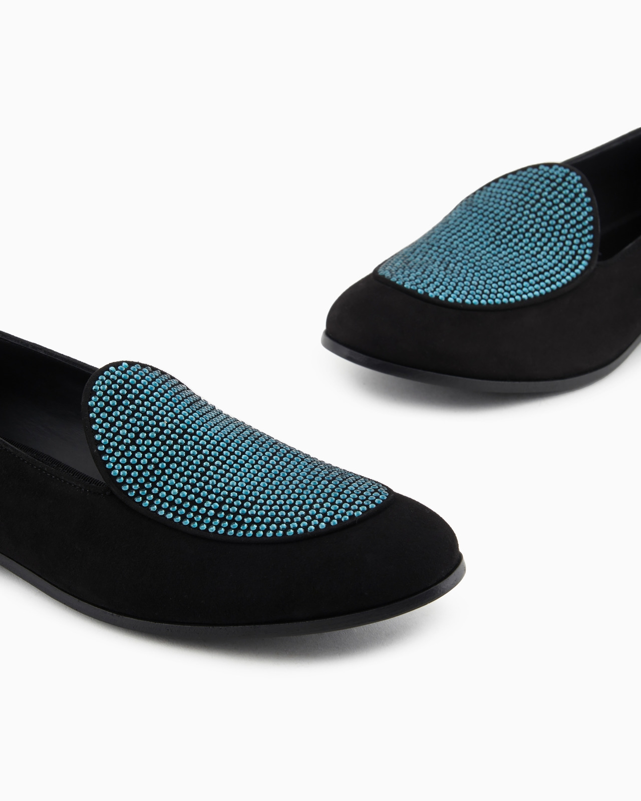 Rhinestoned suede loafers - 5