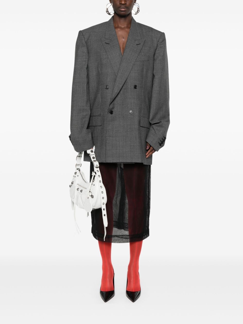 checked double-breasted blazer - 3