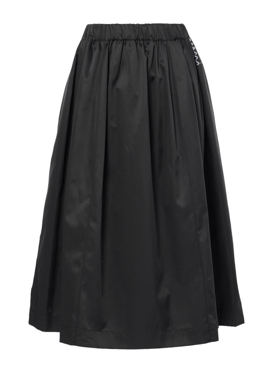 スカート MARNI GOMA0459S3UTP749WR Skirts Gonna Black taffeta wide skirt with Marni Symbol | Marni