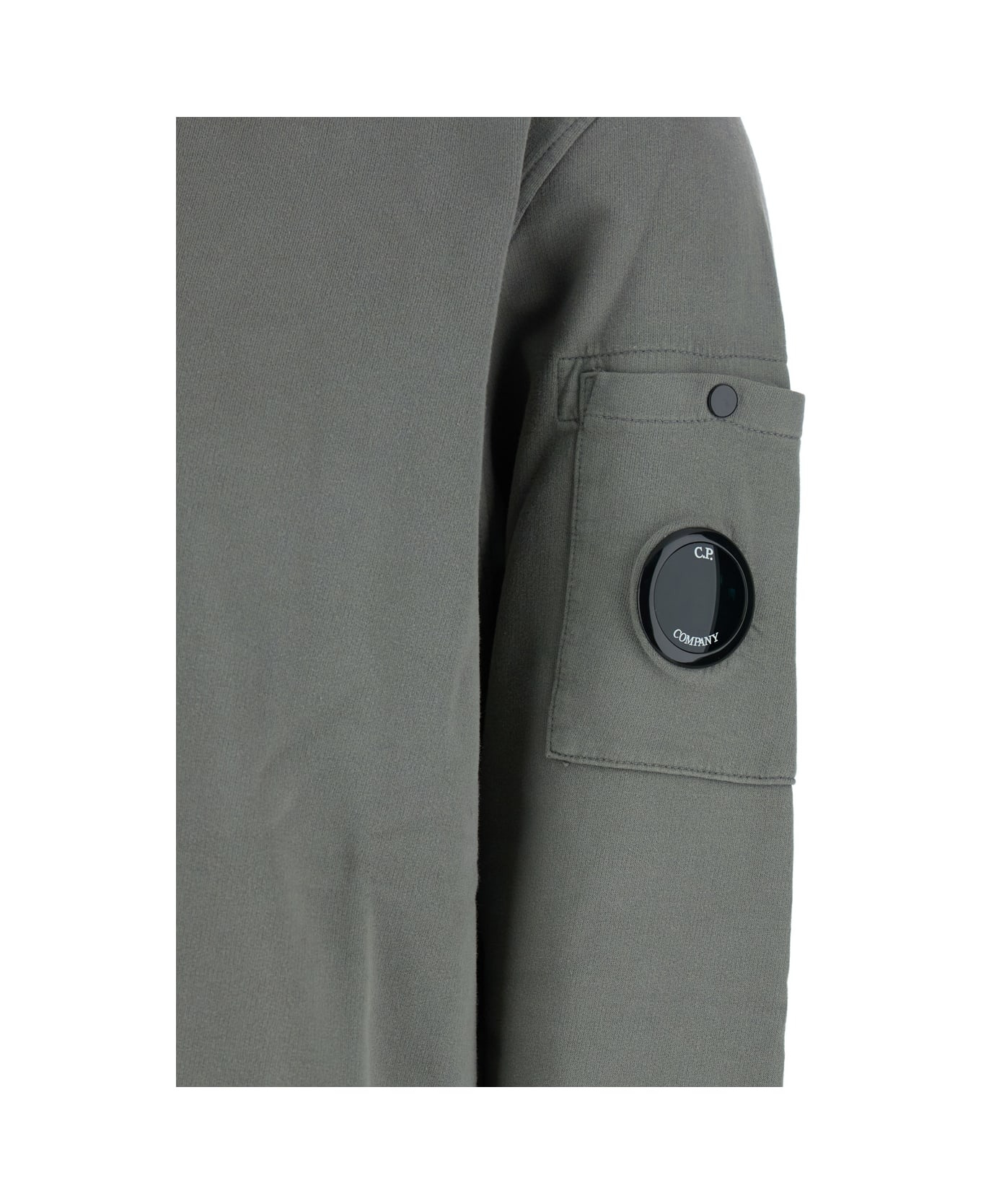 Grey Sweatshirt With Polo Shirt Style Collar And Logo Plaque On The Sleeve In Cotton Man - 3