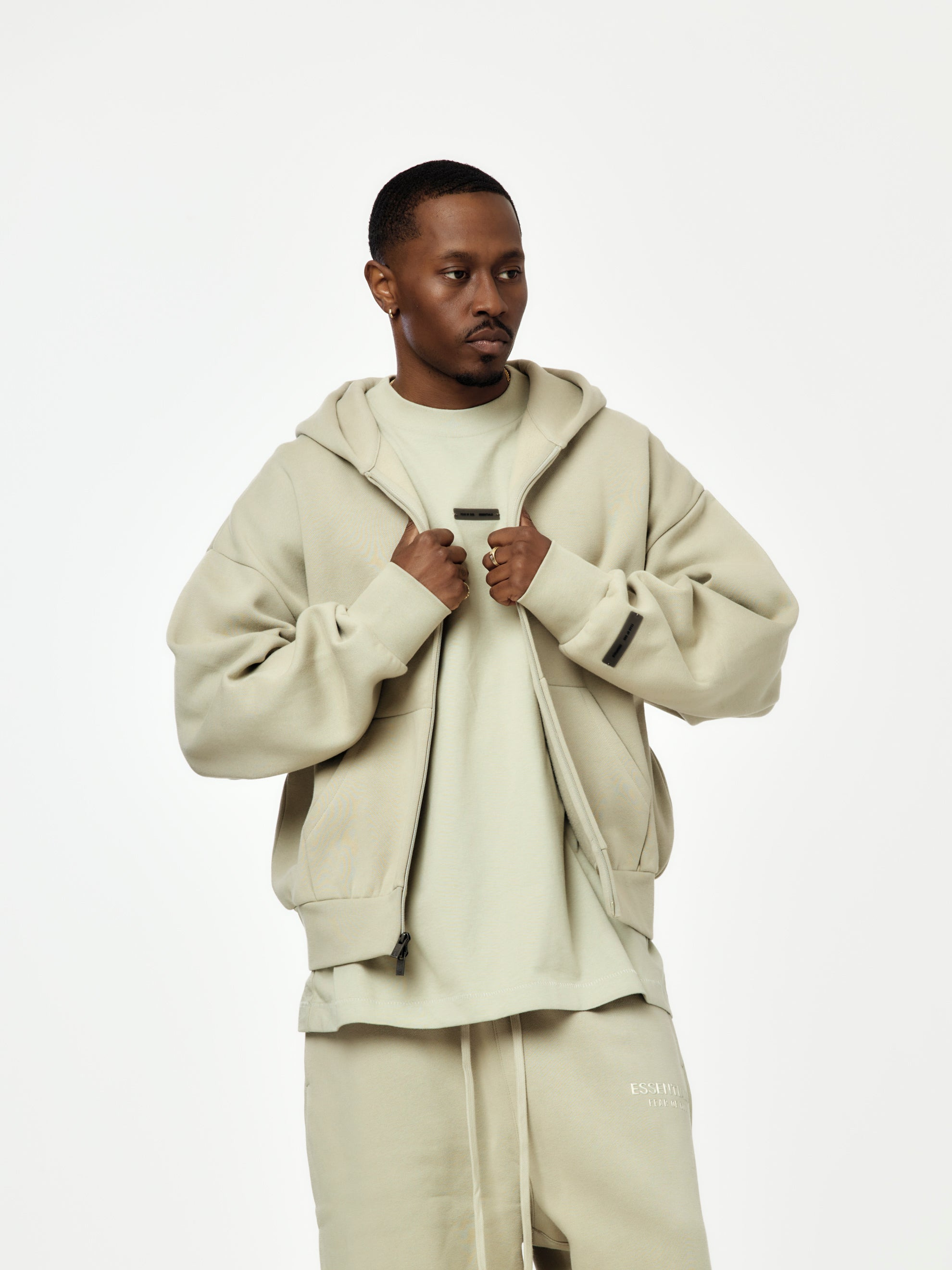 CLASSIC FIT FLEECE ZIP UP (ABBEY STONE) - 1