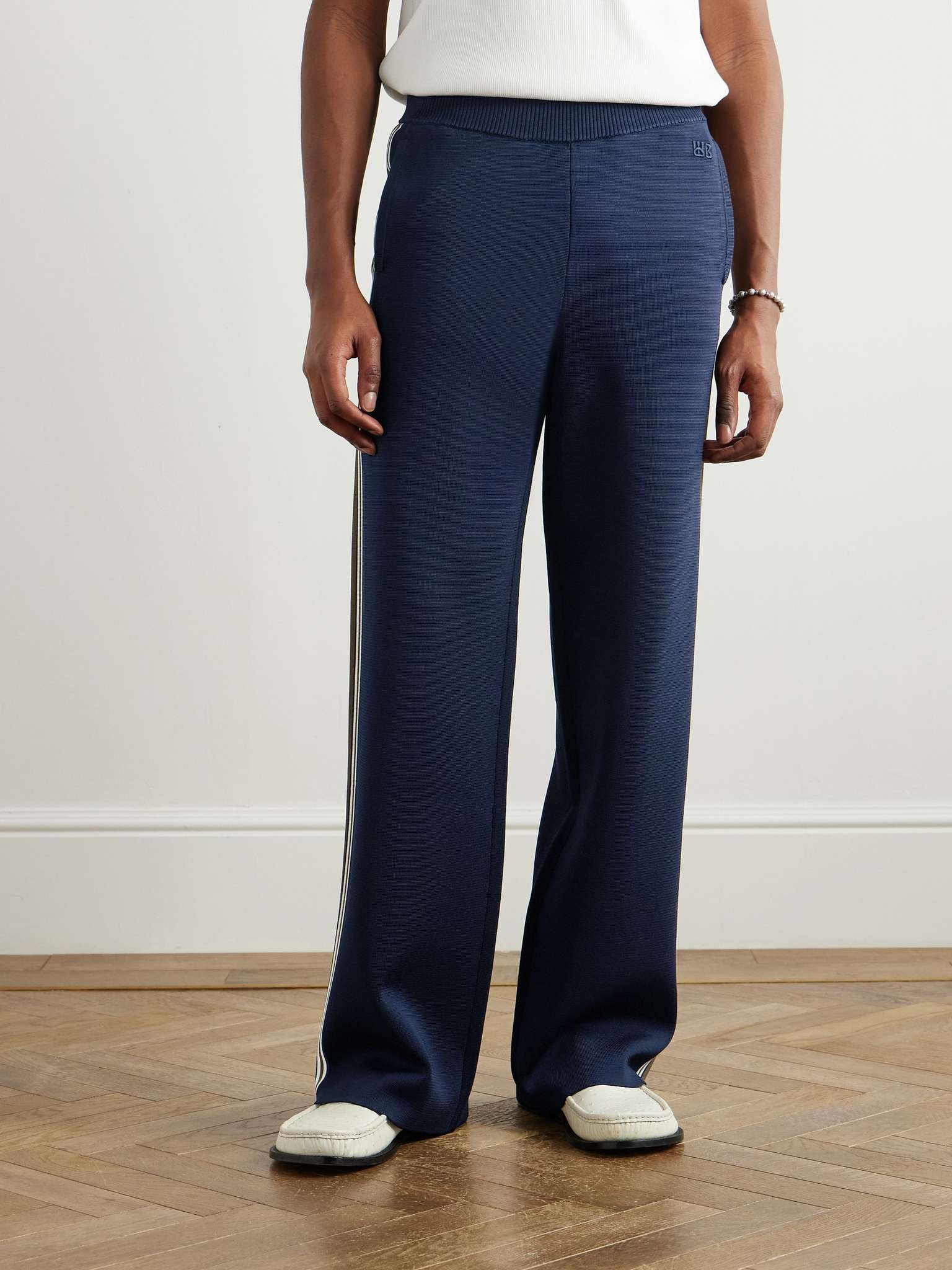 Straight-Leg Striped Knitted Track Pants - 3