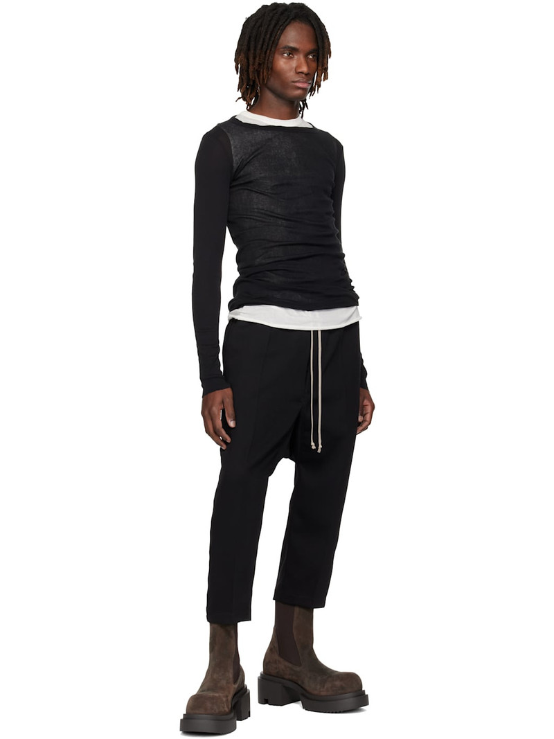Rick Owens Black Temple Drawstring Cropped Trousers outlook