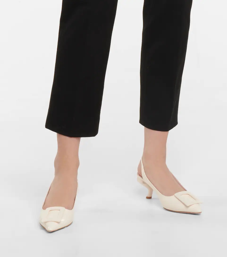 Virgule slingback leather pumps - 4