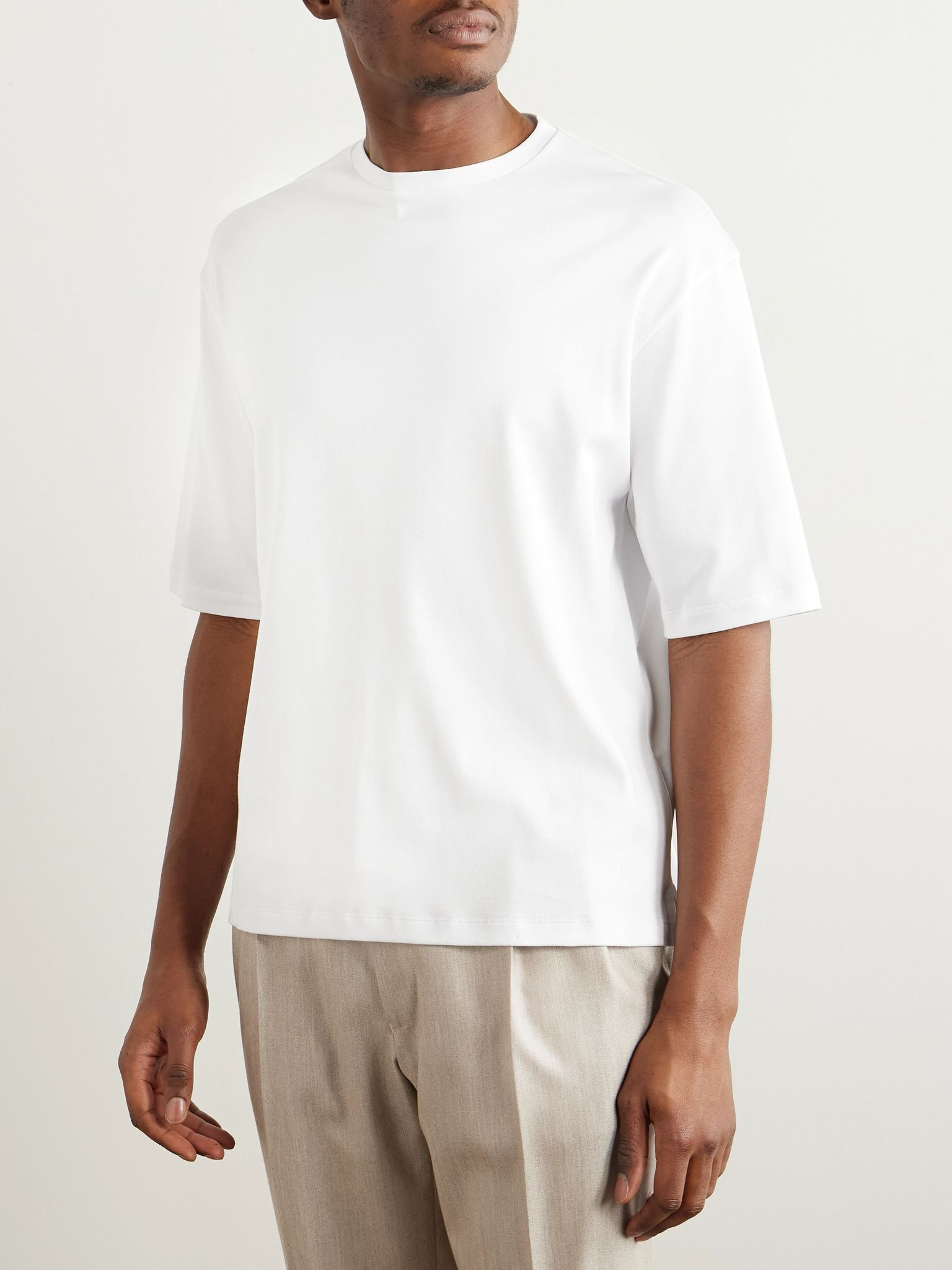 Tremezzo Sea Island Cotton-Jersey T-Shirt White - 3
