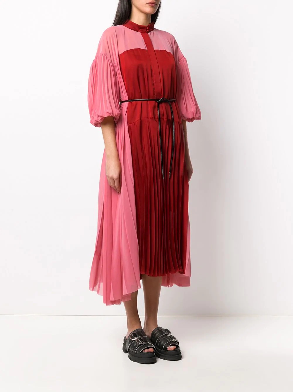 colour block pleated dress - 3