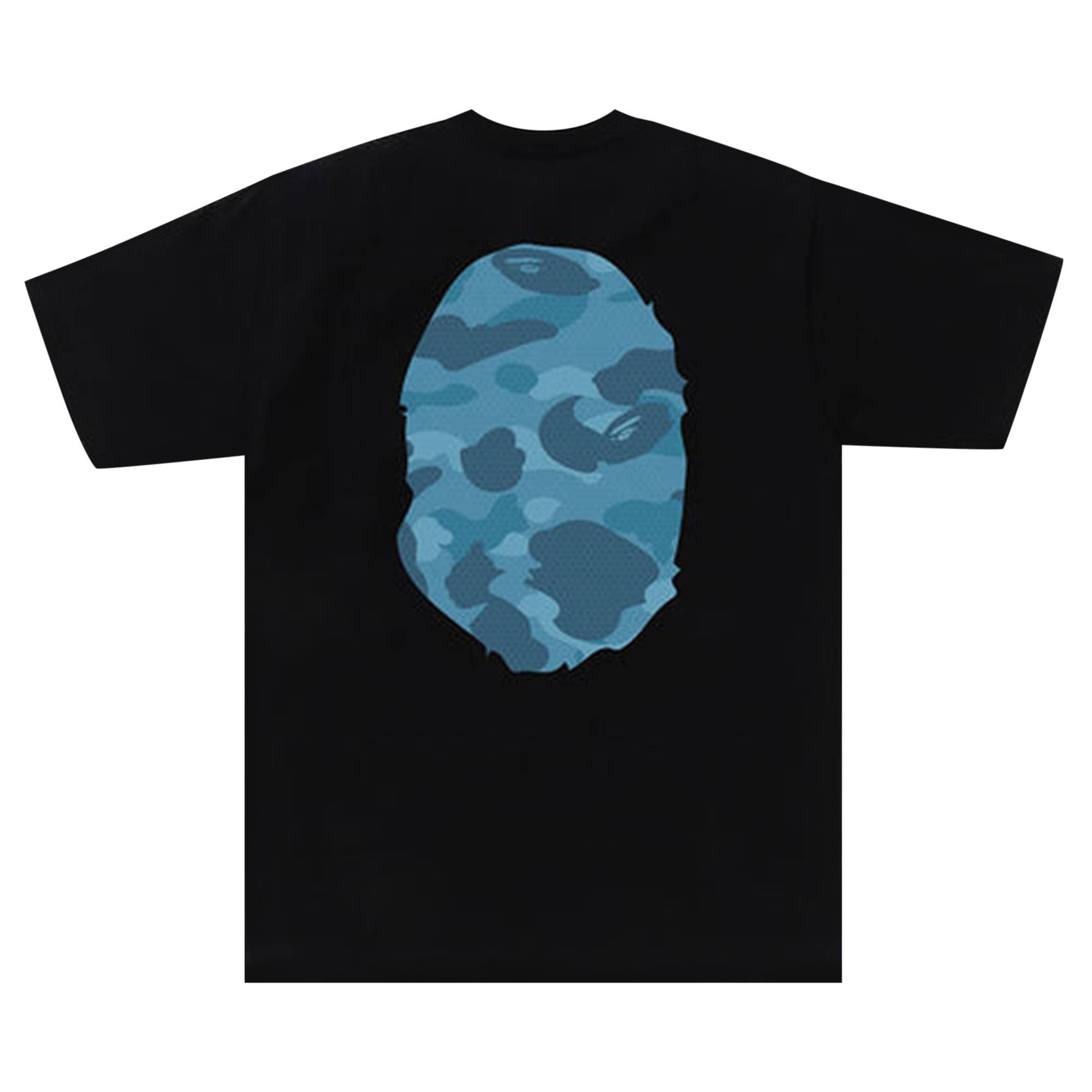 BAPE Honeycomb Camo Big Ape Head Tee 'Black/Blue' - 2