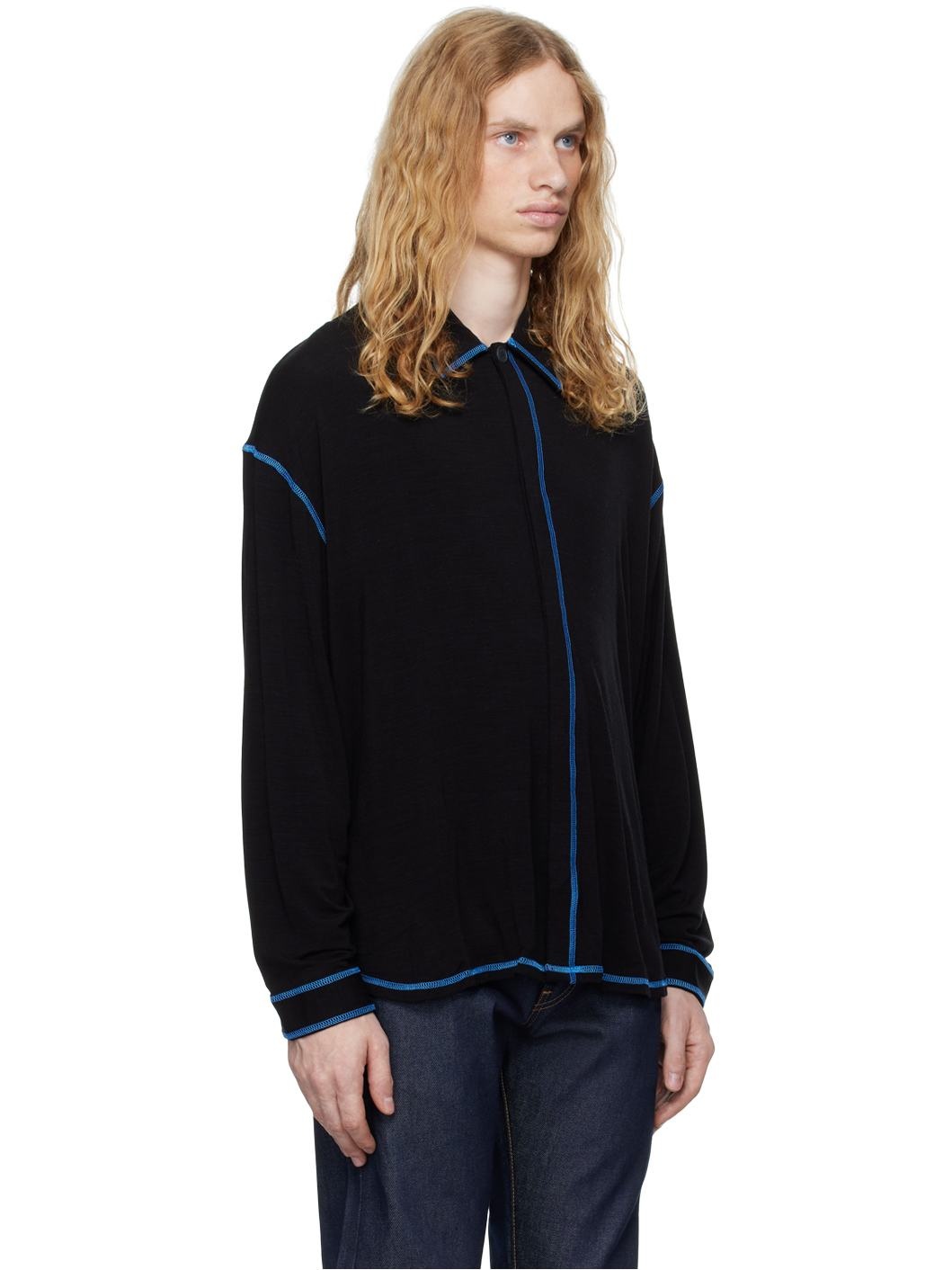 Black Jersey Over Shirt - 2