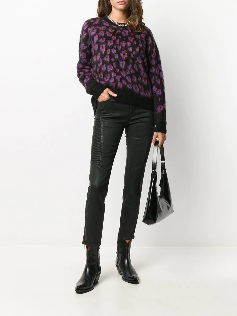 leopard-print textured sweater - 2