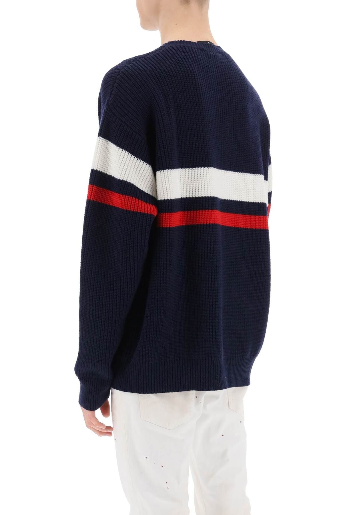 WOOL SWEATER WITH VARSITY PATCH - 4