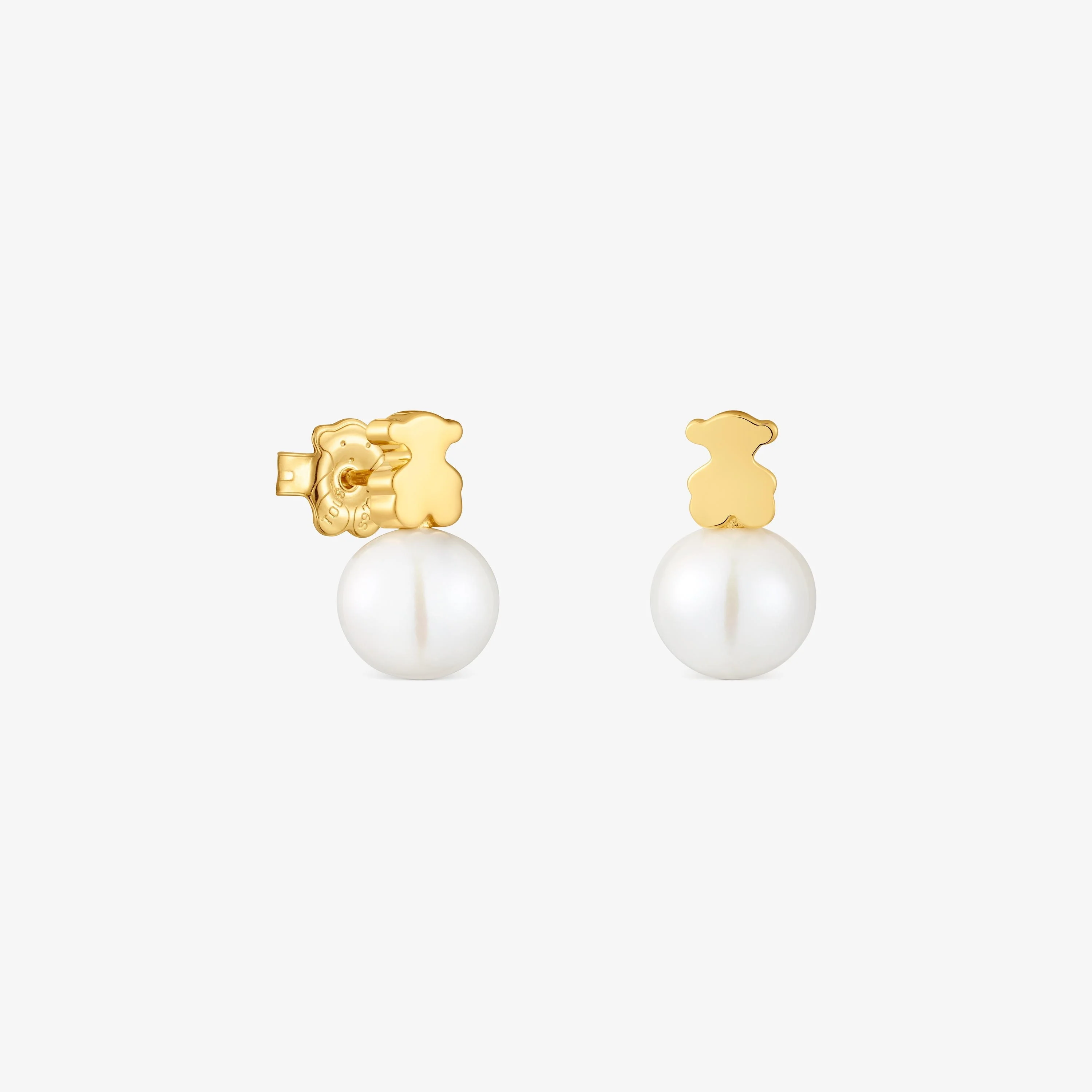 18K gold vermeil Bear earrings with cultured freshwater pearl Sweet Dolls - 1