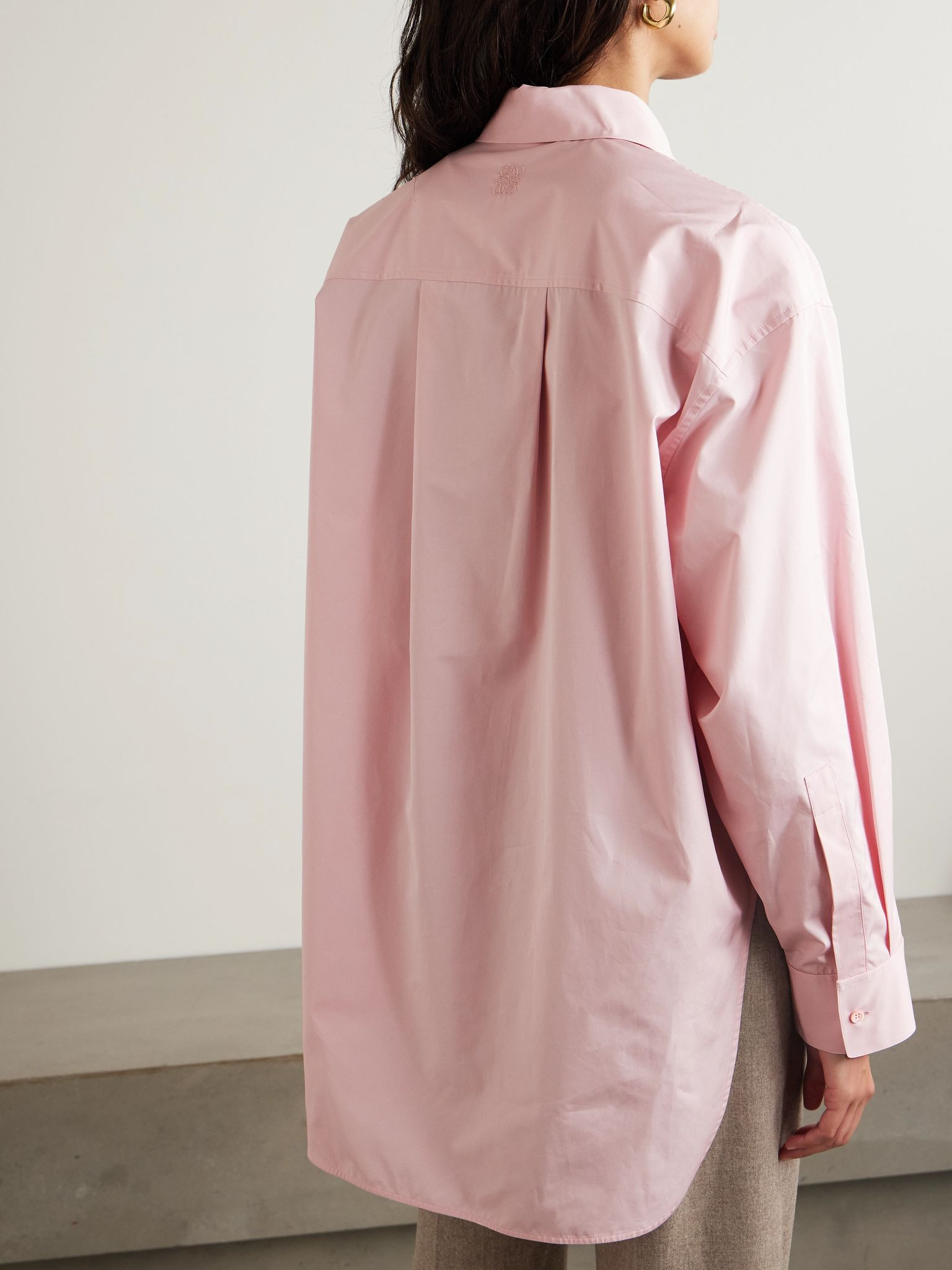Cutout cotton-poplin shirt Pink - 4