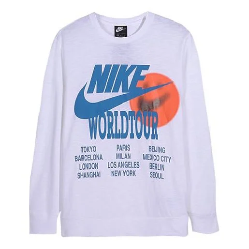 Nike MENS Sports Casual Letter Print Crew-neck White DA0630-100 - 1