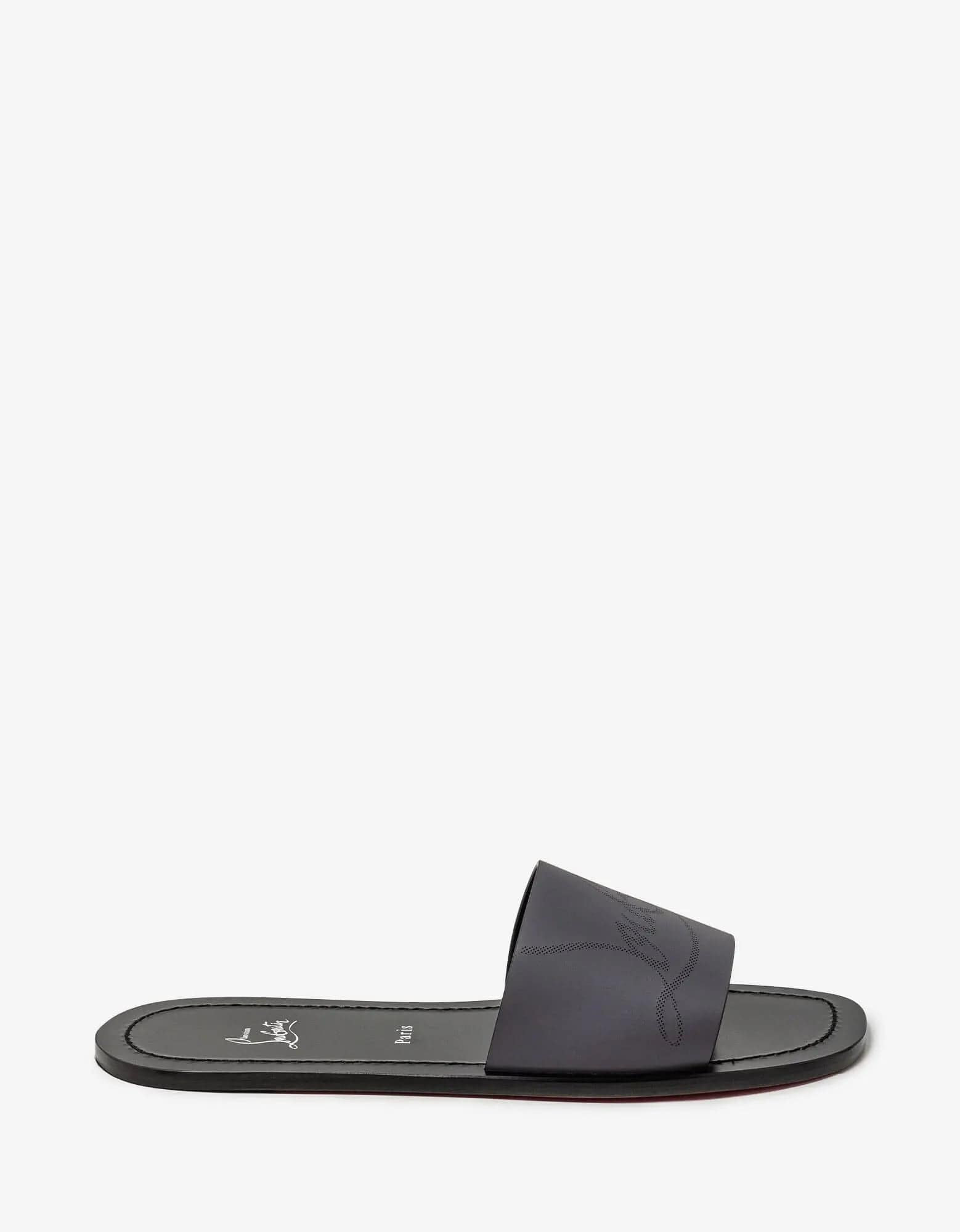 Christian Louboutin Coolraoul Grey Leather Slide Sandals - 5