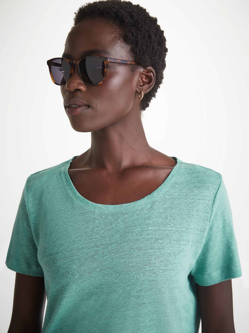 Derek Rose Women's T-Shirt Jordan Linen Soft Aqua outlook