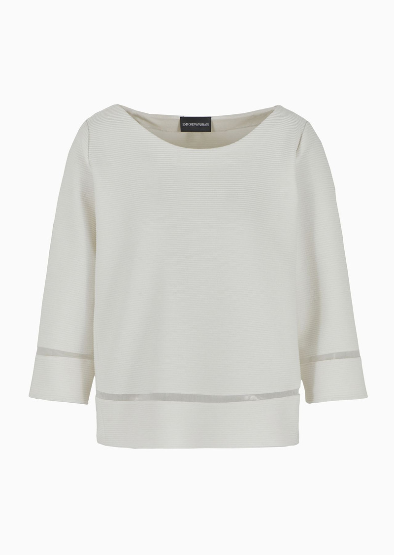 Ottoman jersey jumper with mesh inserts 1