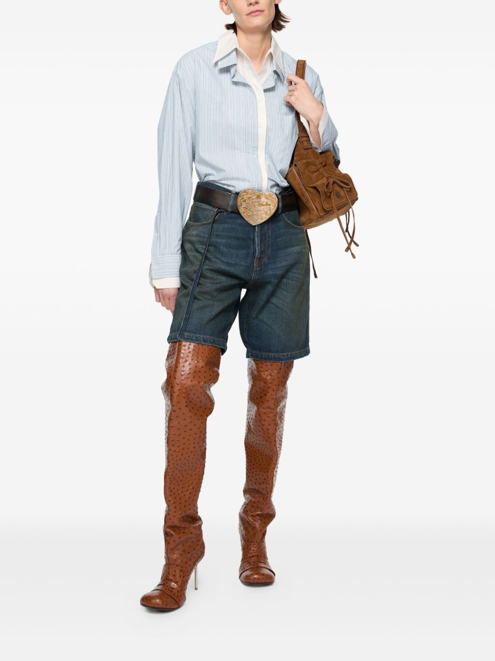 cotton denim shorts - 3