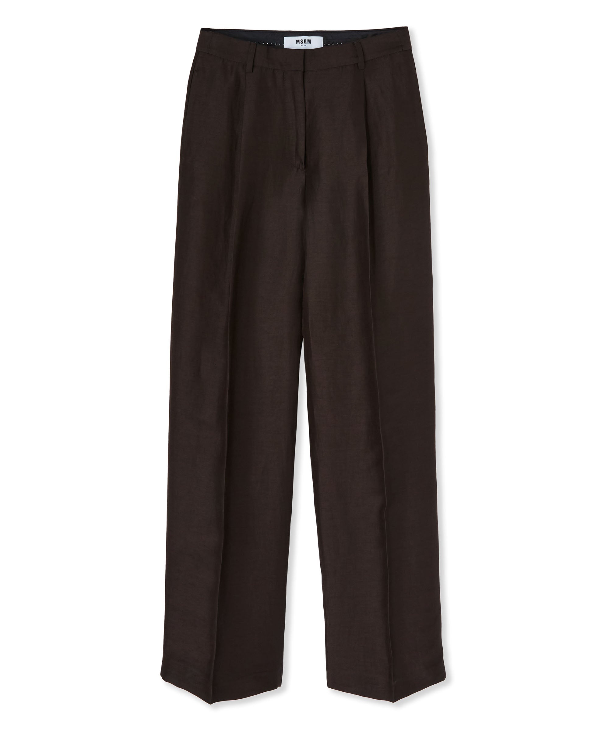 Blended linen and viscose pleated pants - 1