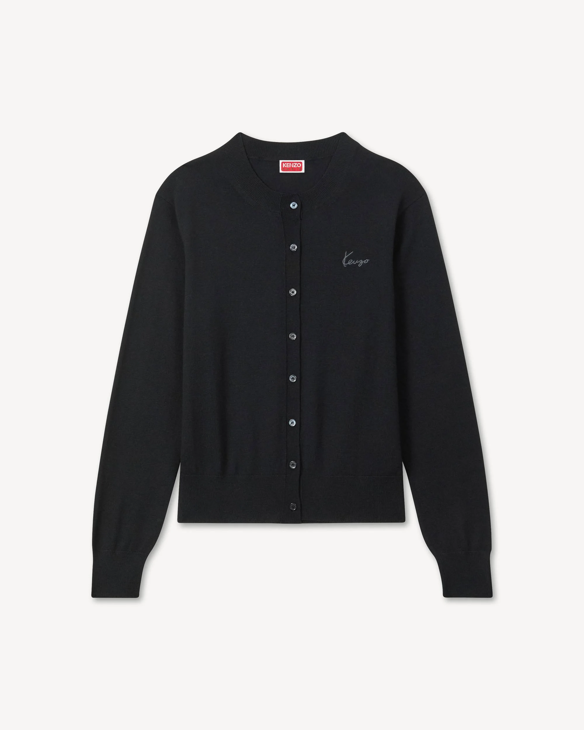 'KENZO Signature' embroidered cardigan in merino wool - 1