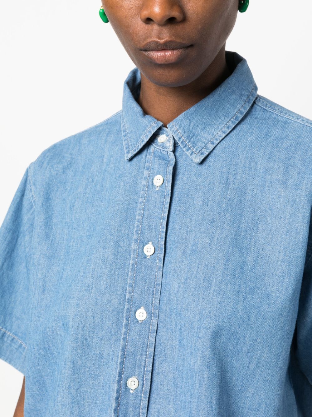 cropped cotton-linen shirt - 5