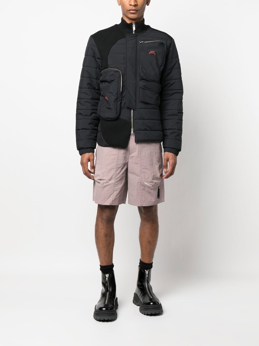 logo-print asymmetric padded jacket - 2