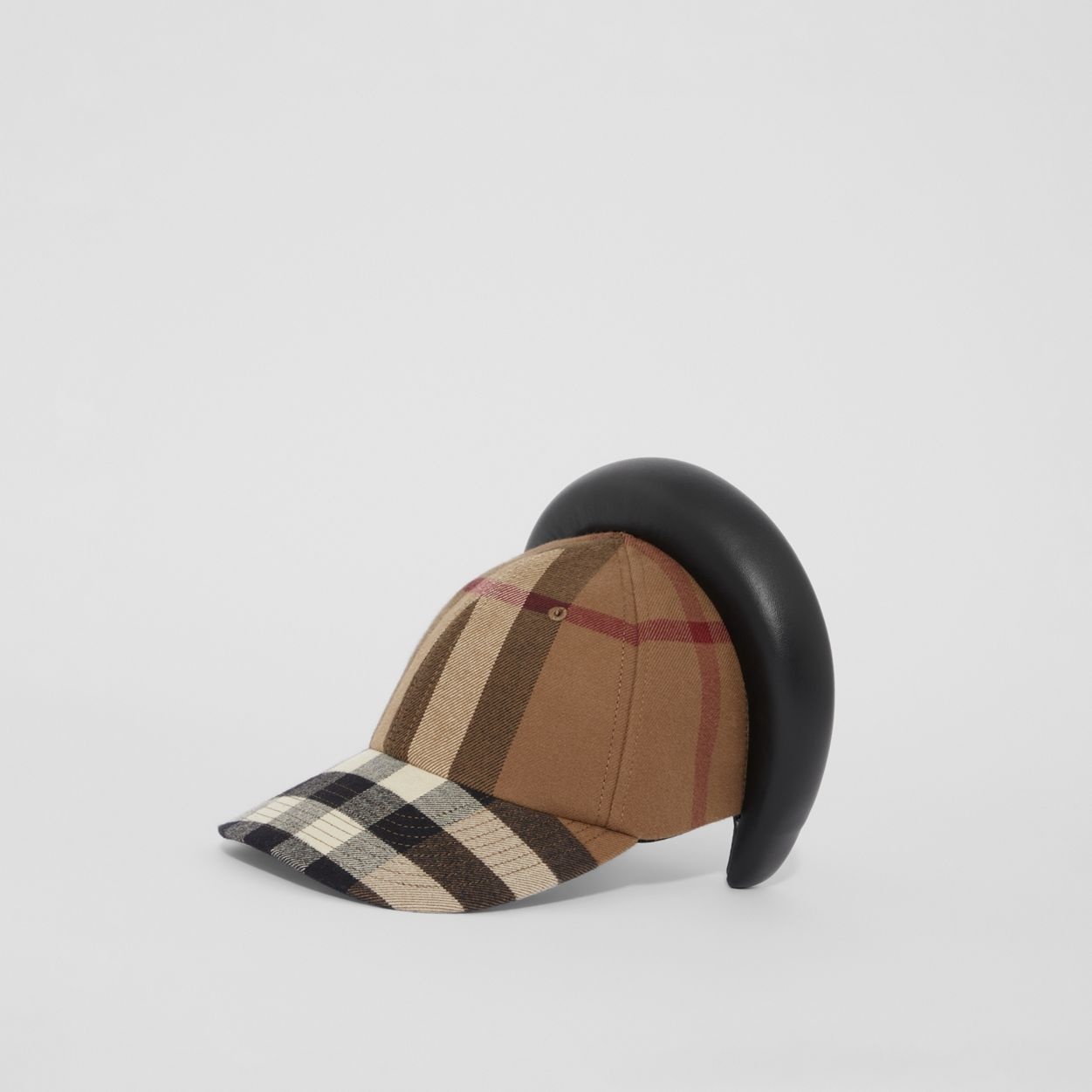 Leather Hairband Check Reconstructed Cap - 4