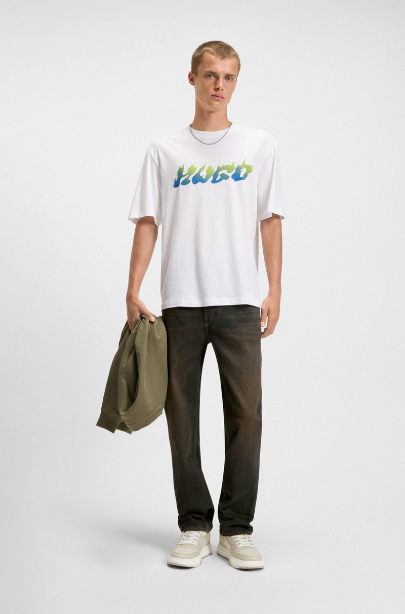 HUGO REGULAR-FIT JEANS IN GREEN-CAST RIGID DENIM outlook