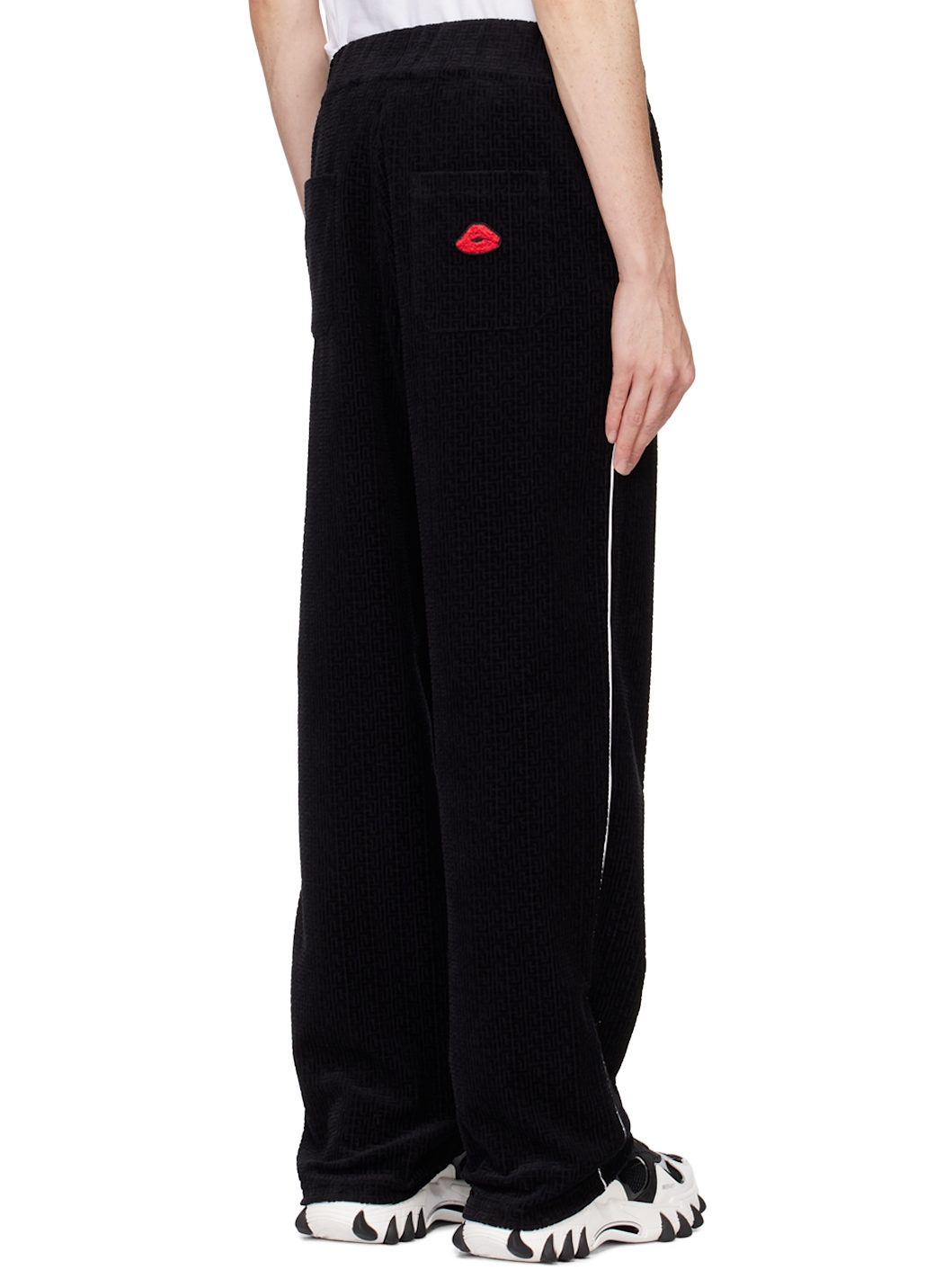 Black Velvet Monogram Kiss Jersey Sweatpants - 3
