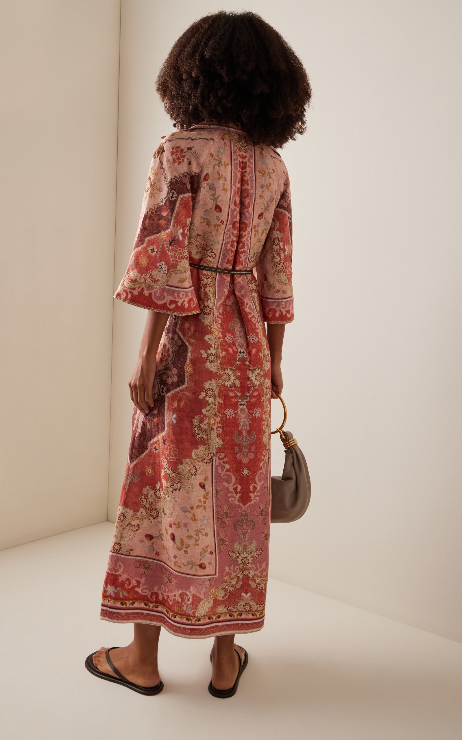 Zimmermann Wylie Linen Tunic Midi Dress orange