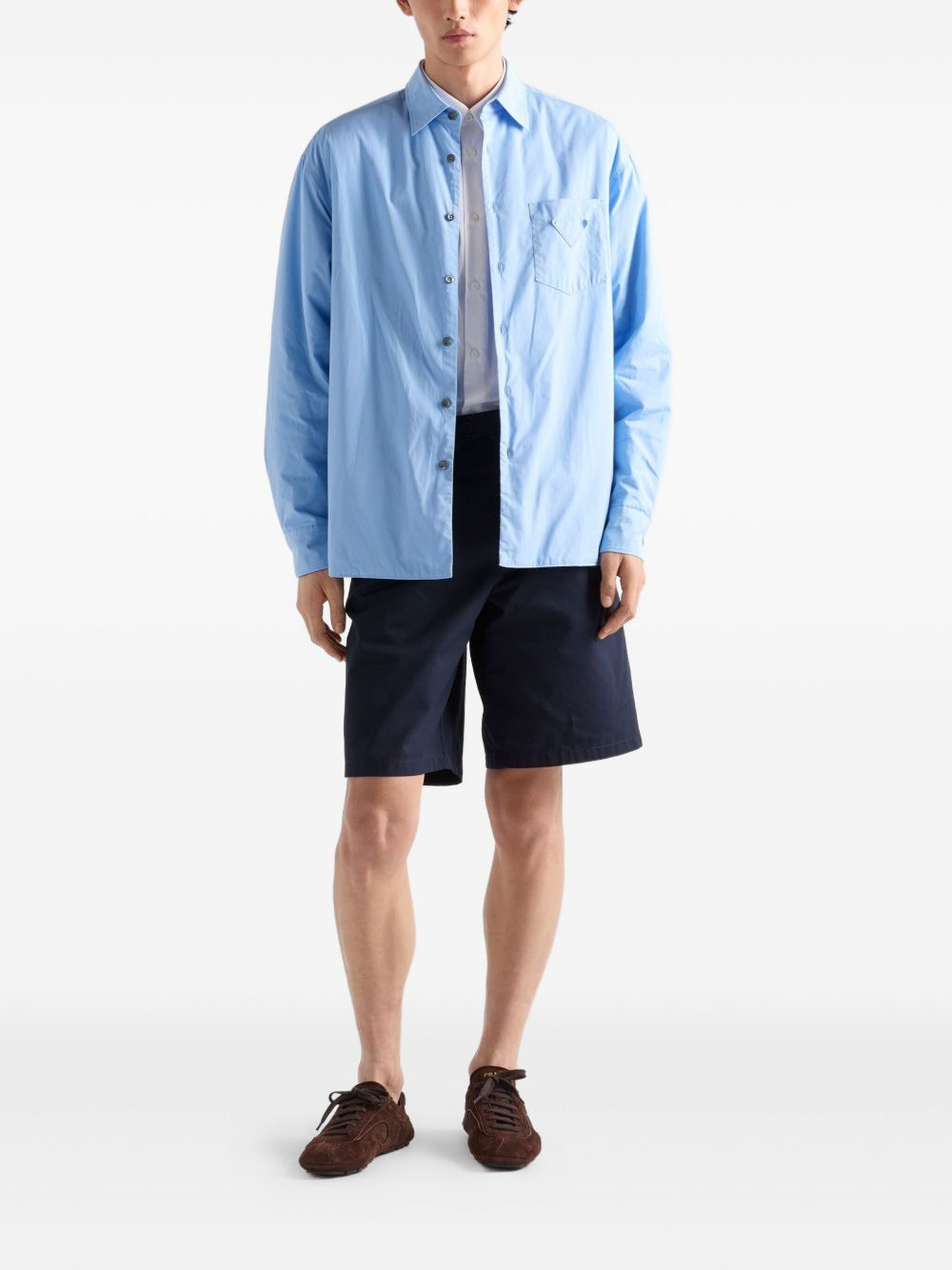 logo-embroidered front-pleated shorts - 2