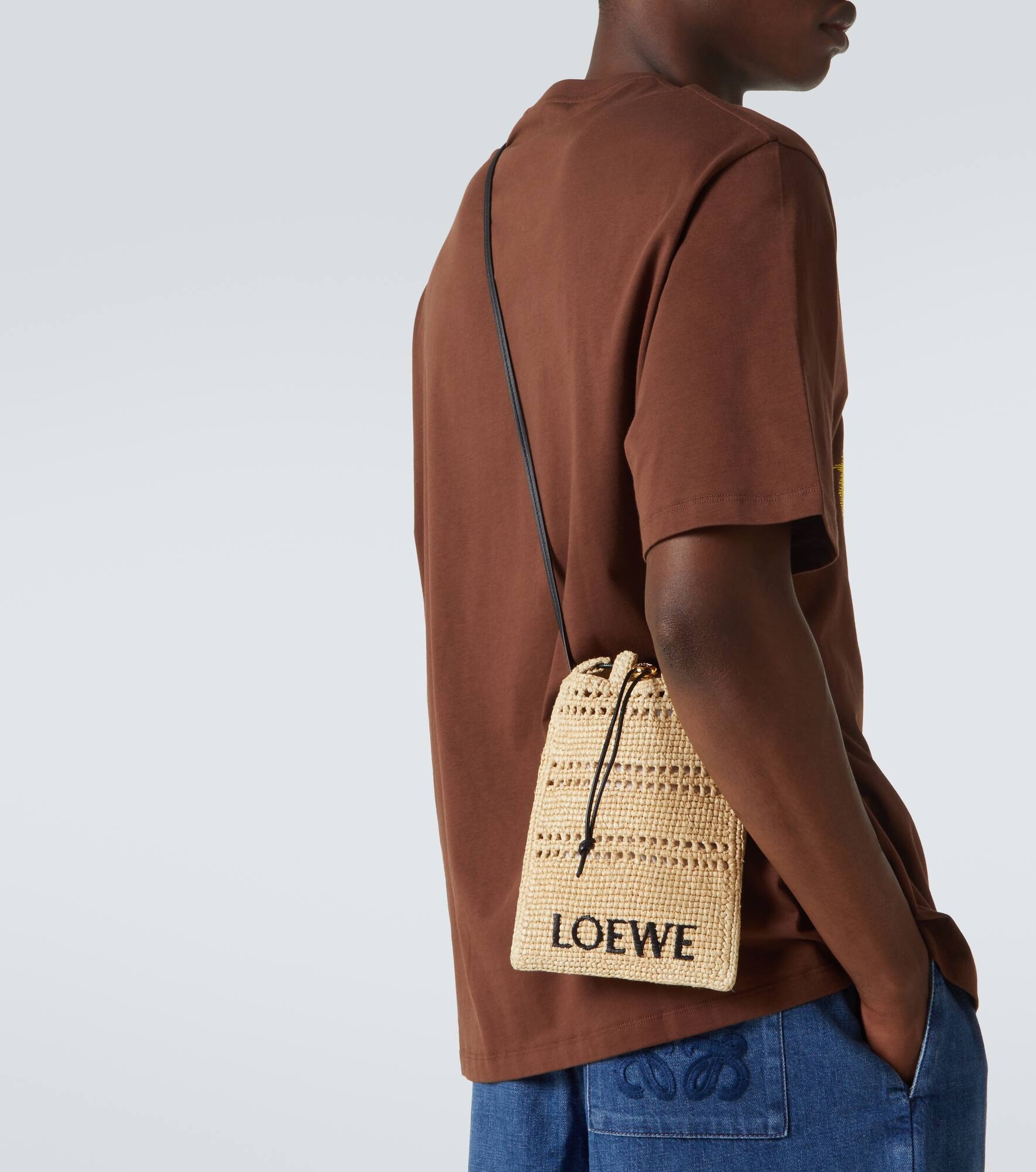 Paula's Ibiza logo raffia crossbody bag - 2