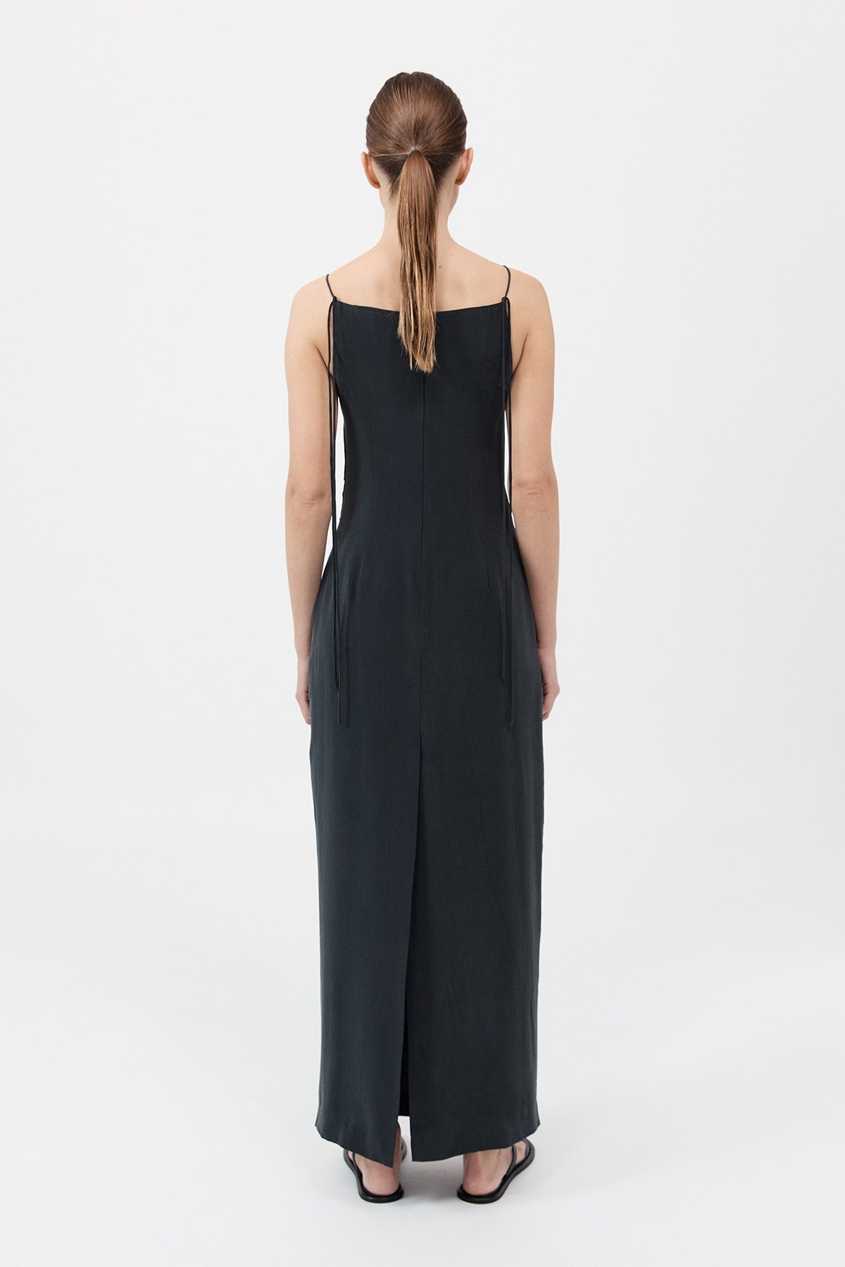 Silk Tuck Dress - Black - 6