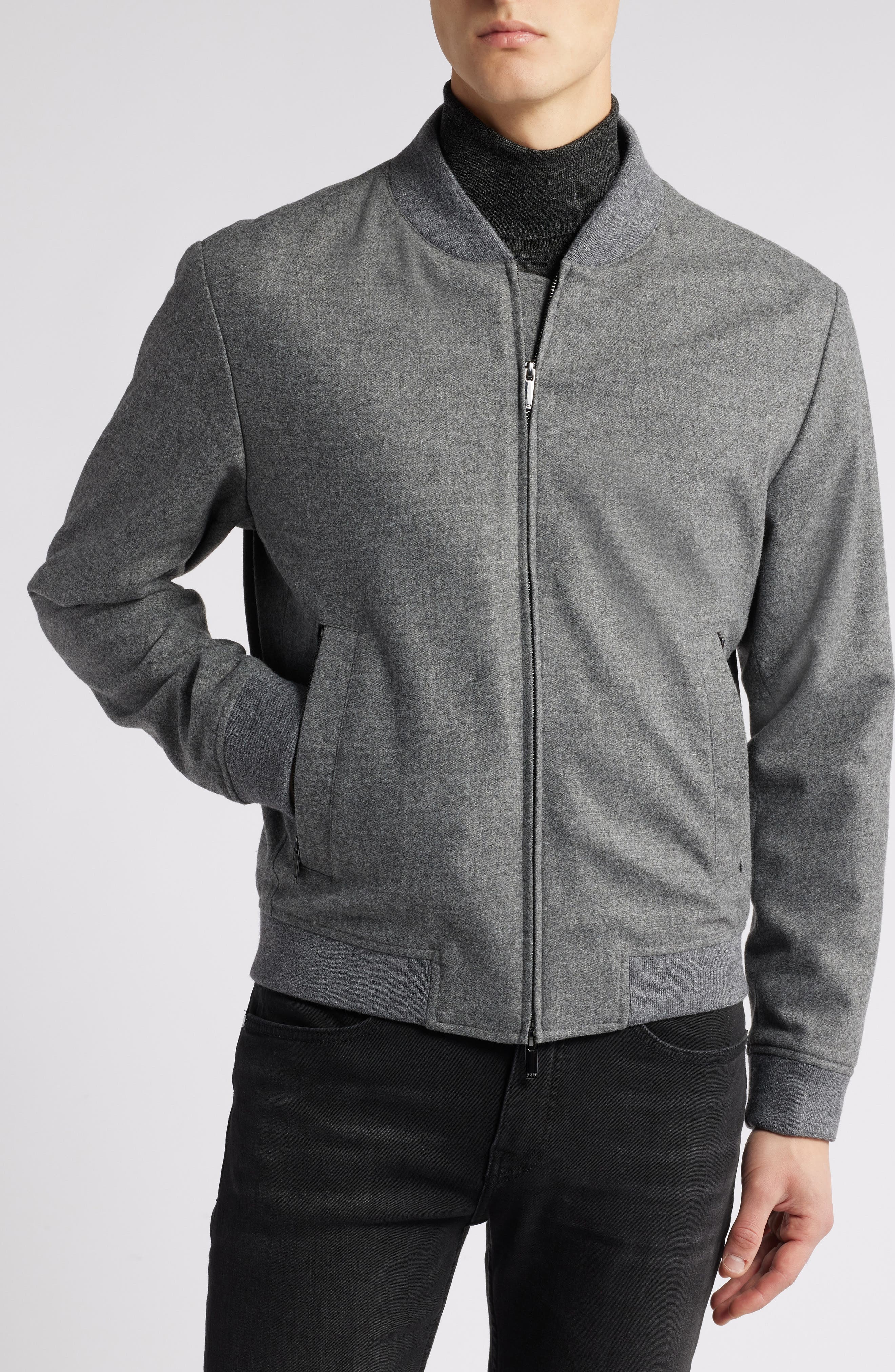 BOSS Hanry Bomber Jacket in Silver at Nordstrom - 4