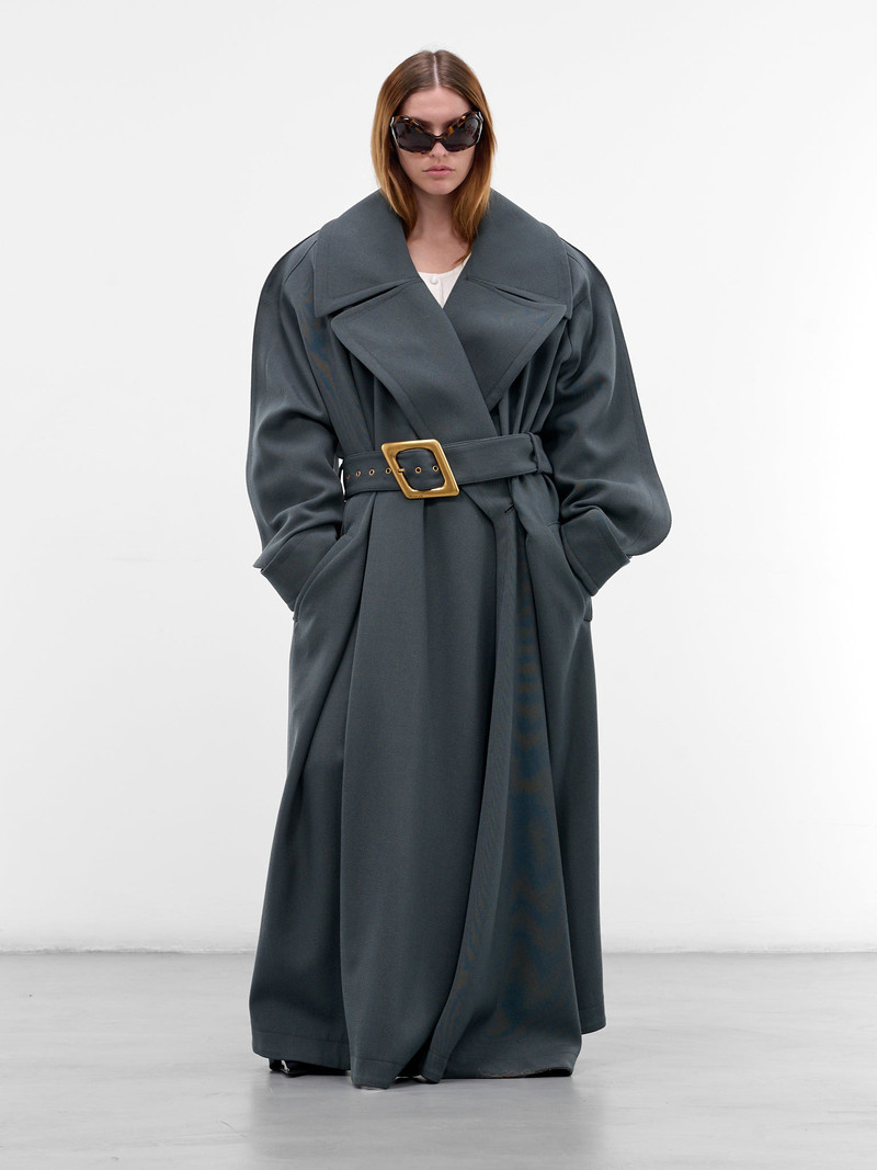 MUGLER Gray Oversized Asymmetric Wrap Trench outlook