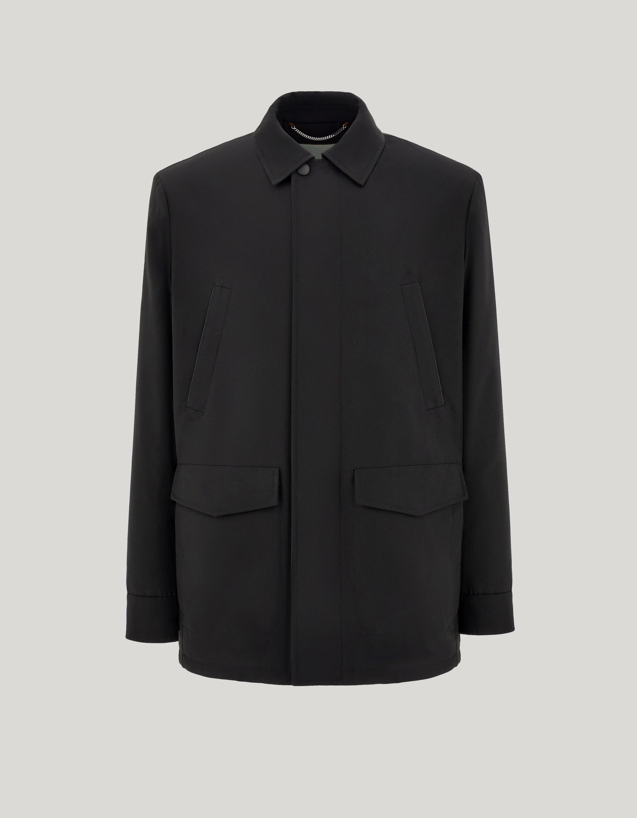 BLACK LIGHTWEIGHT TECHNICAL FABRIC JACKET - 1