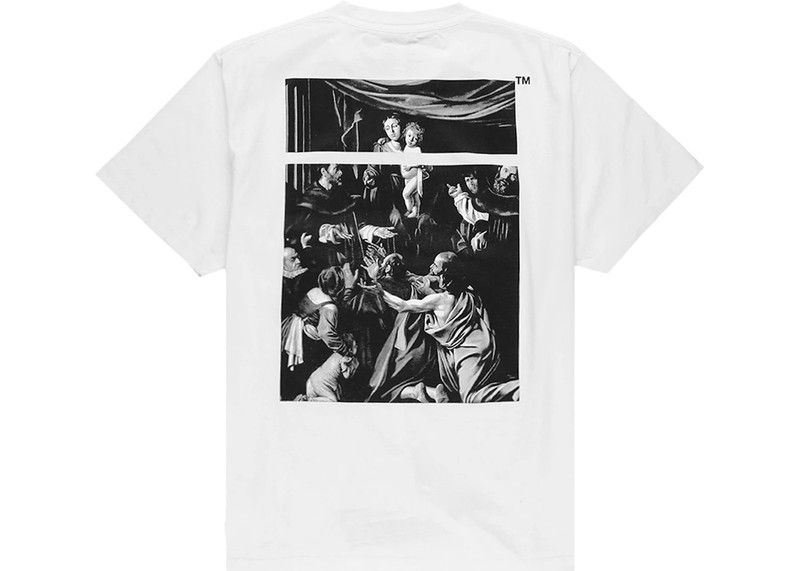 Off-White OFF-WHITE Oversized Fit Caravaggio Square T-Shirt White/Black outlook