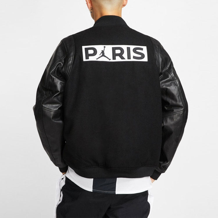 Air Jordan x PSG Crossover Paris Saint-Germain Varsity Sports baseball uniform Jacket Black BQ8363-0 - 4