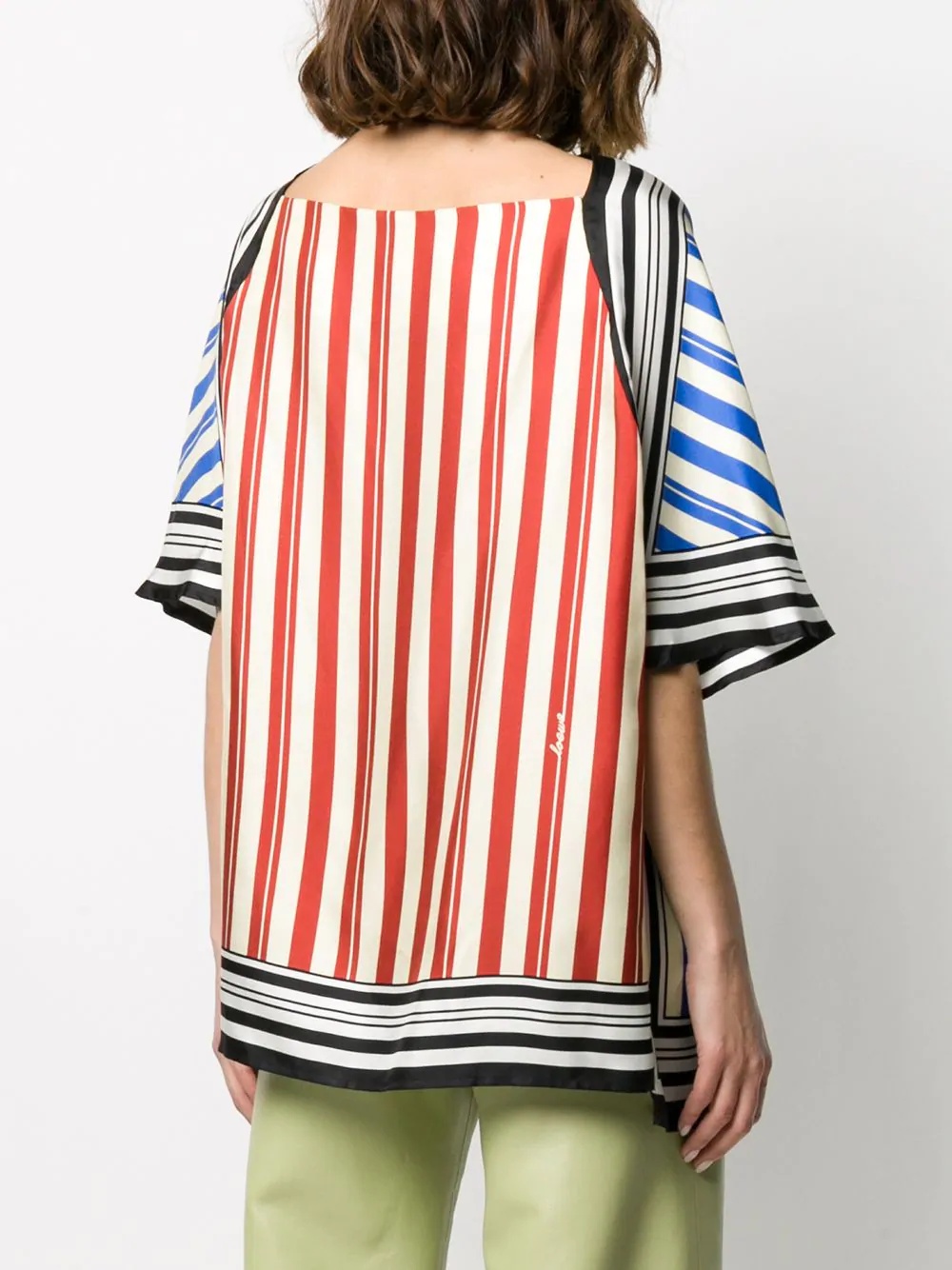 striped print silk scarf top - 3