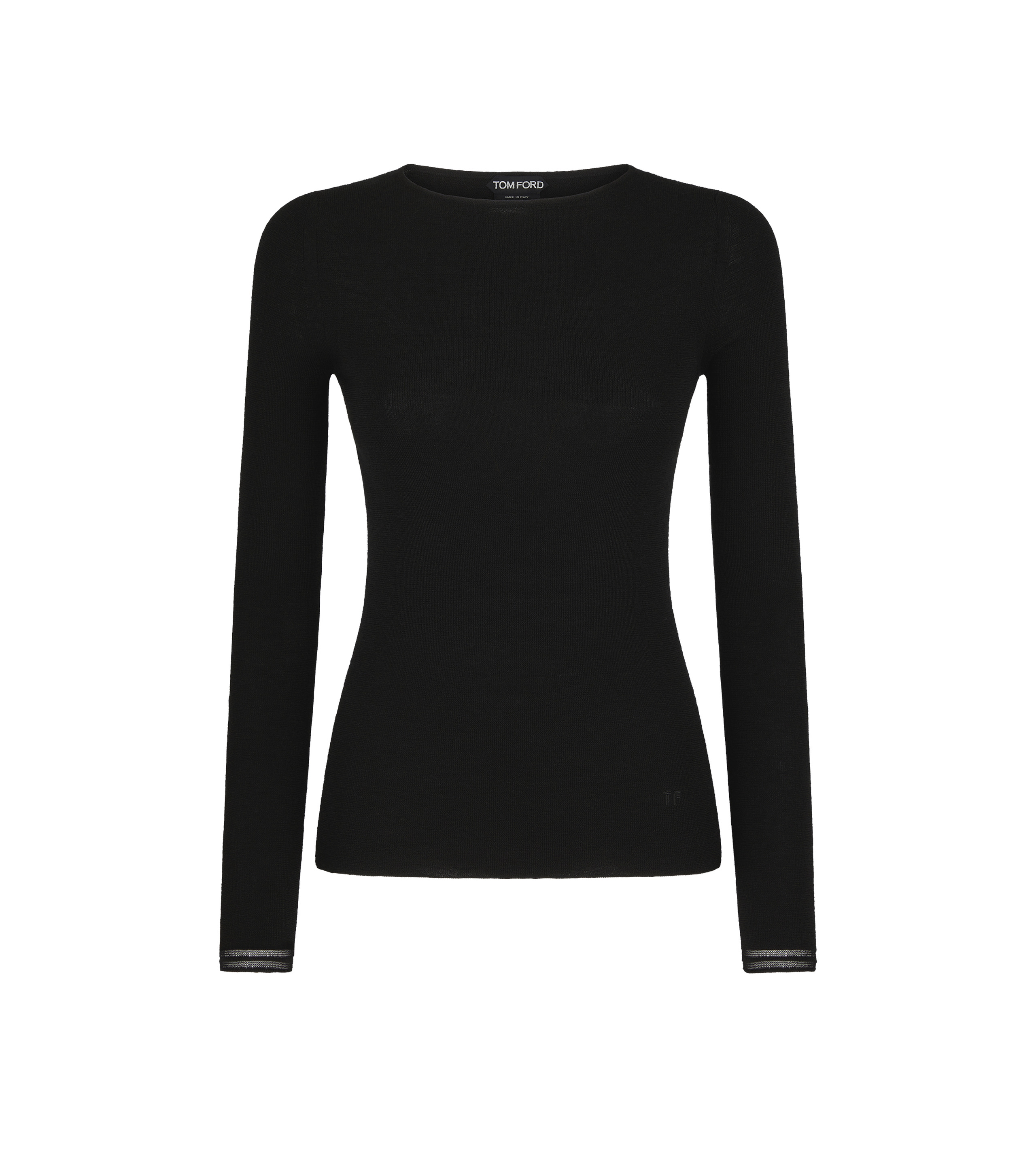 FULL NEEDLE FINE CASHMERE SILK KNIT CREWNECK TOP - 1