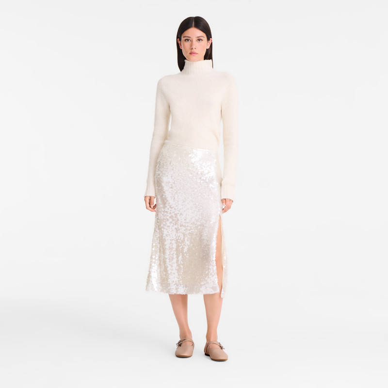Longchamp Midi skirt Ivory - Sequin outlook