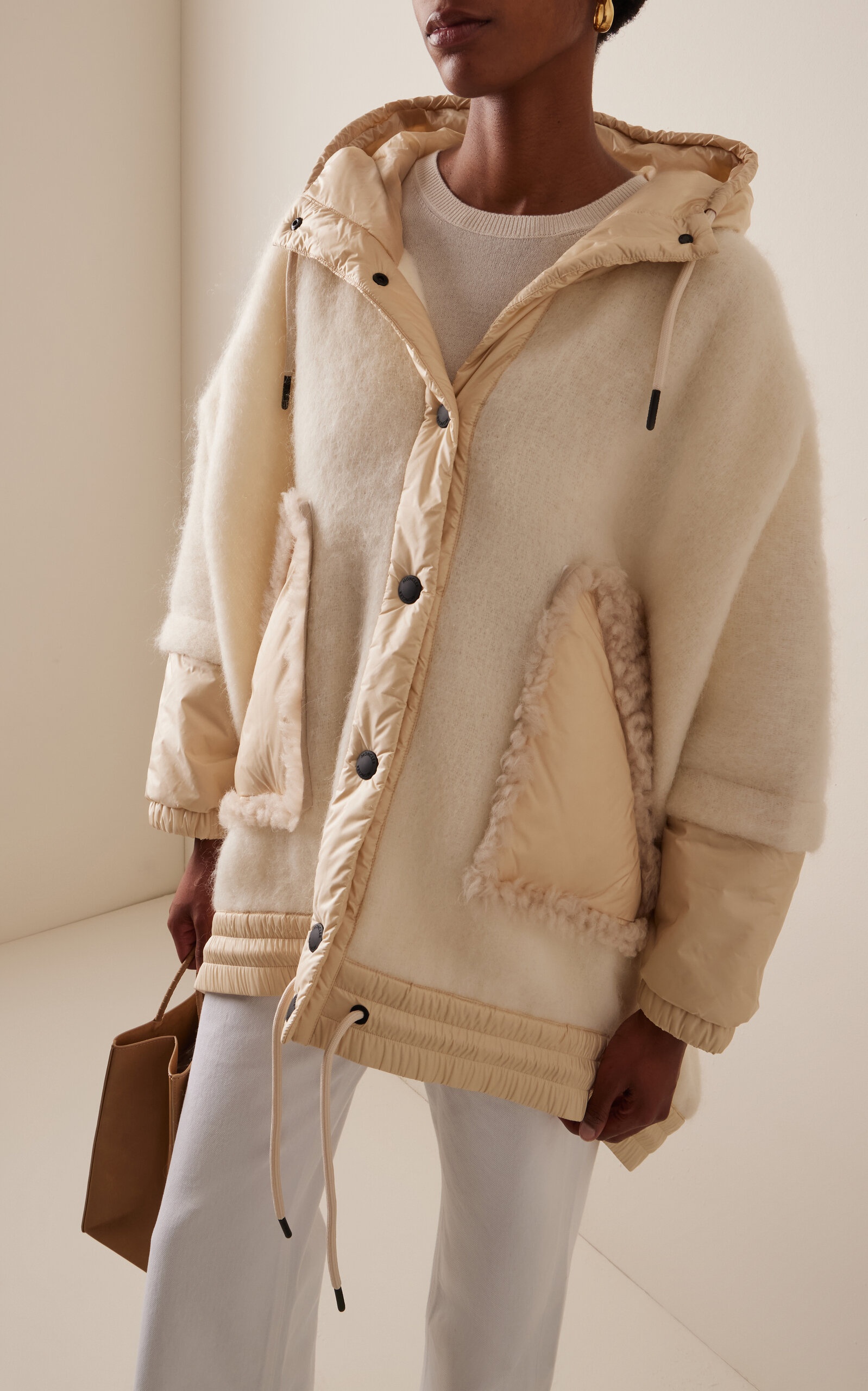 【関税＆送料込み】Moncler Ivory Wool Blend Cape Moncler Grenoble Wool Cape ivory | REVERSIBLE