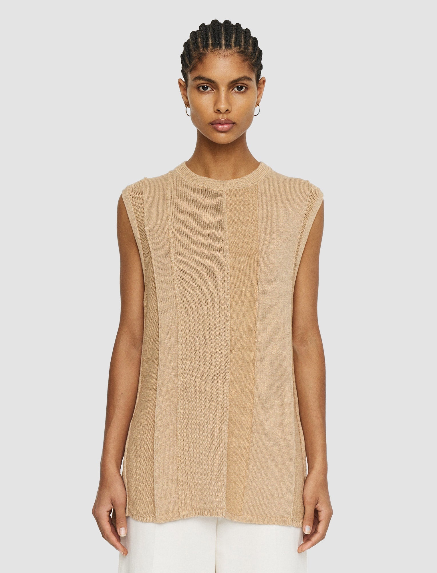 Linen Blend Knitted Tank Top - 3