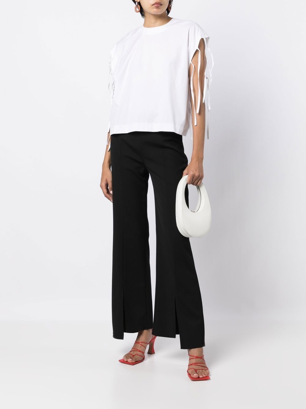 woven puff-sleeve blouse - 6