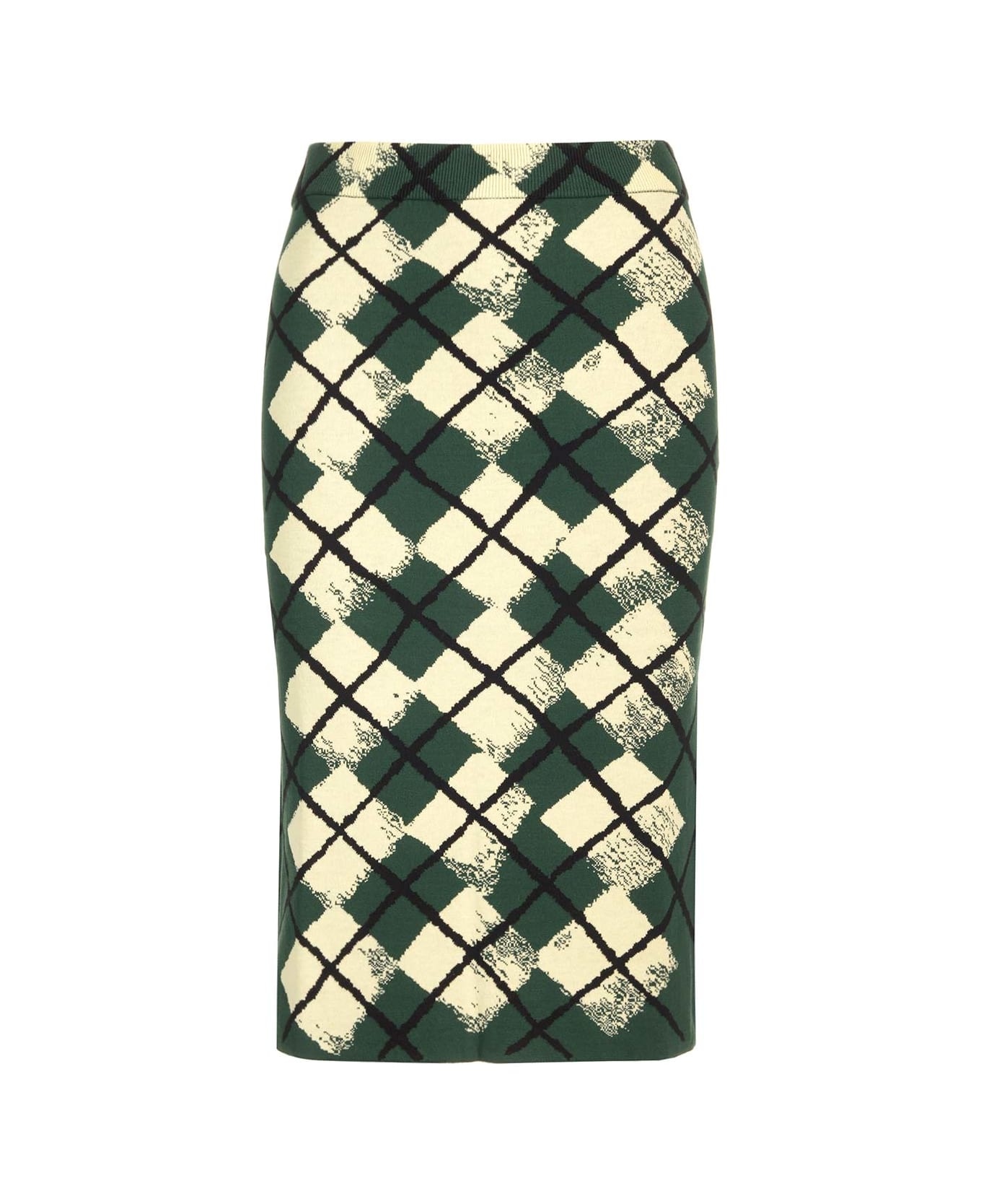 【関税込み】BURBERRY Argyle pattern skirt Argyle knitted cotton midi skirt in white - Burberry | Mytheresa