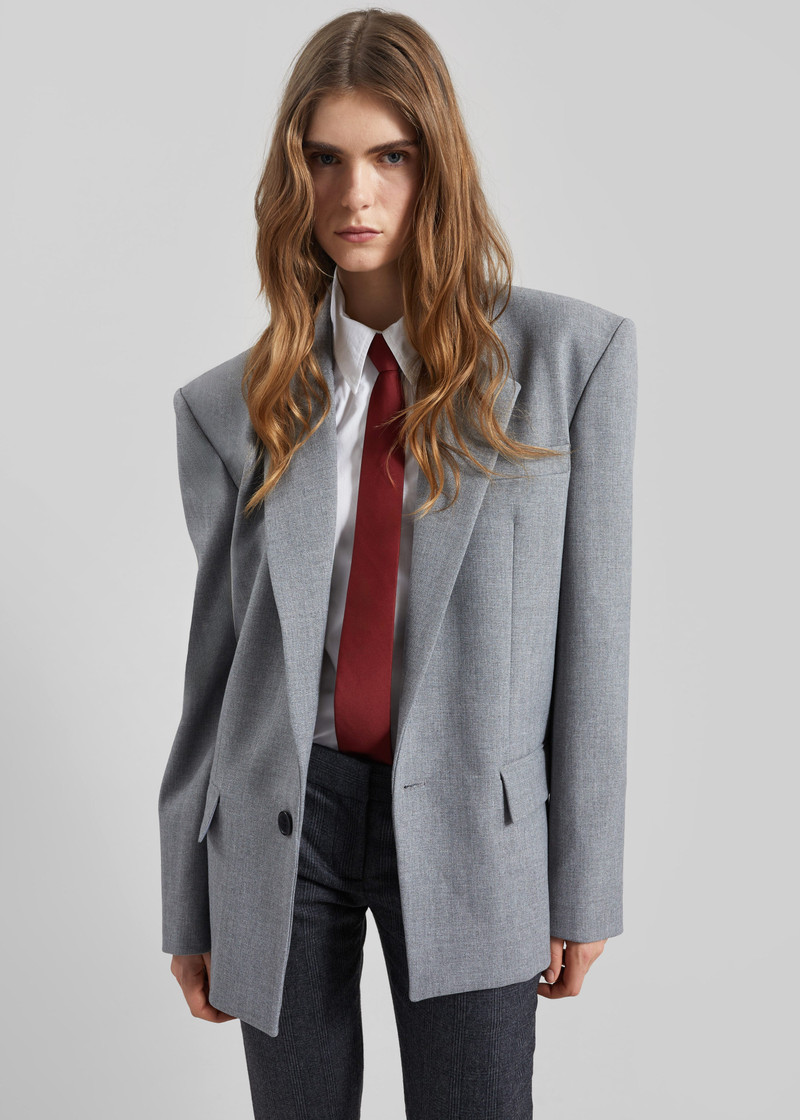 Jun Textured Blazer - Grey Melange 5