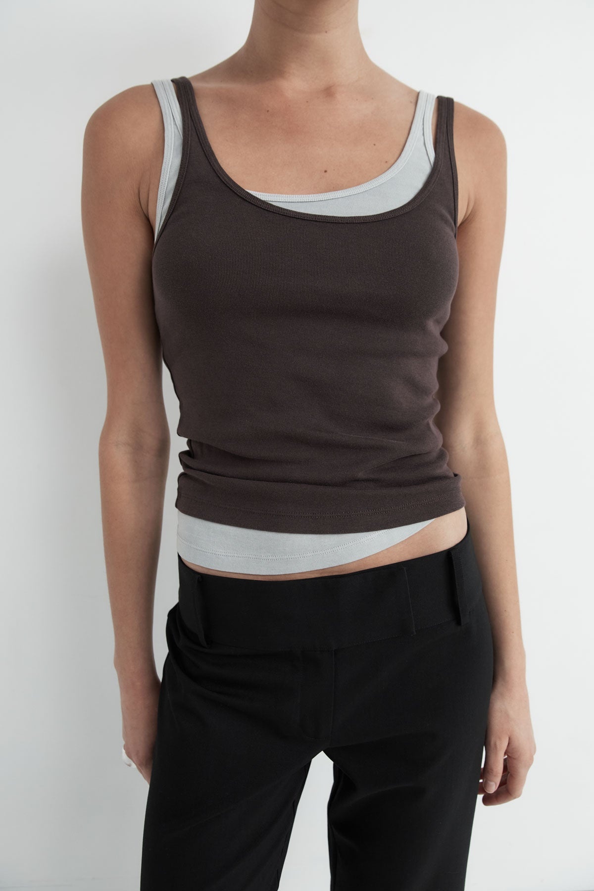 Organic Cotton Slim Scoop Tank - Raisin - 5