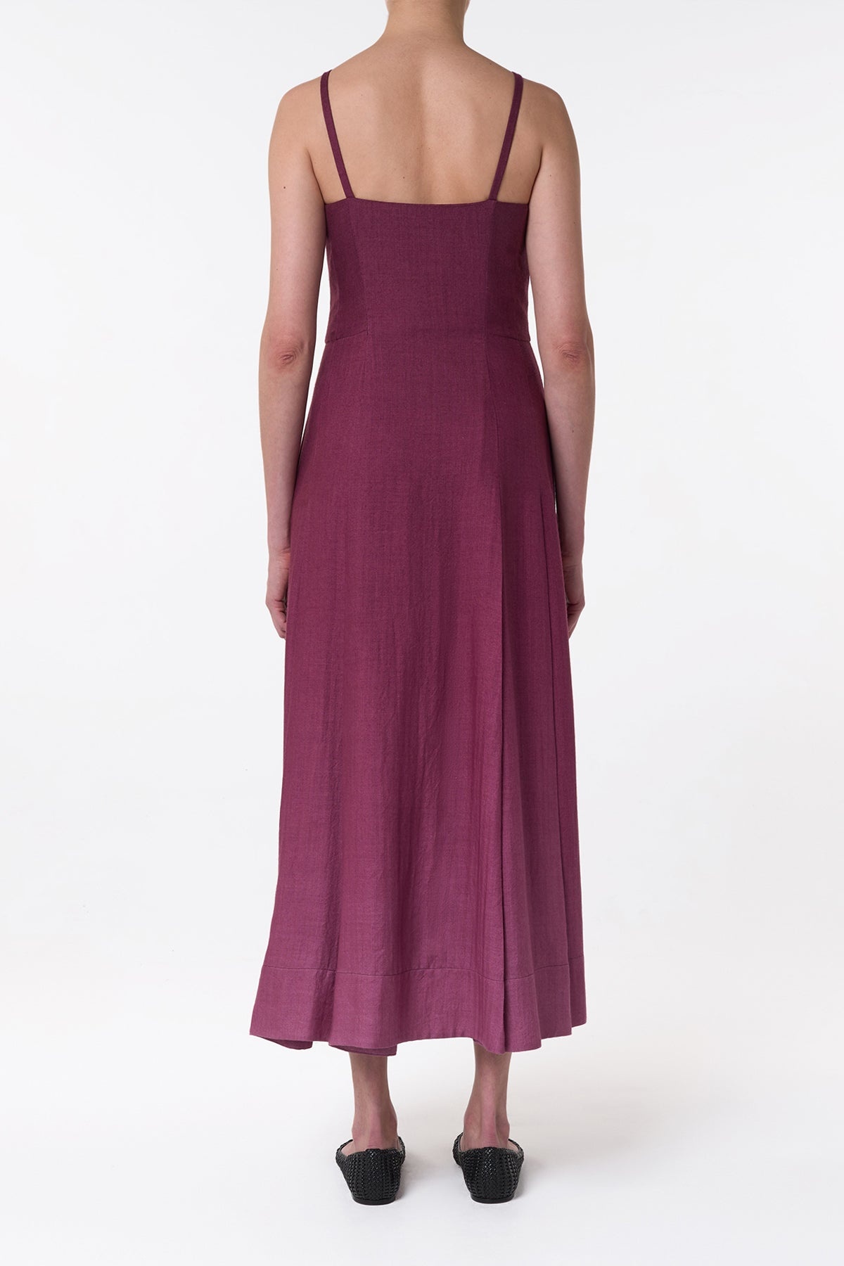 Magritte Maxi Dress in Bordeaux Cashmere Silk Herringbone - 4